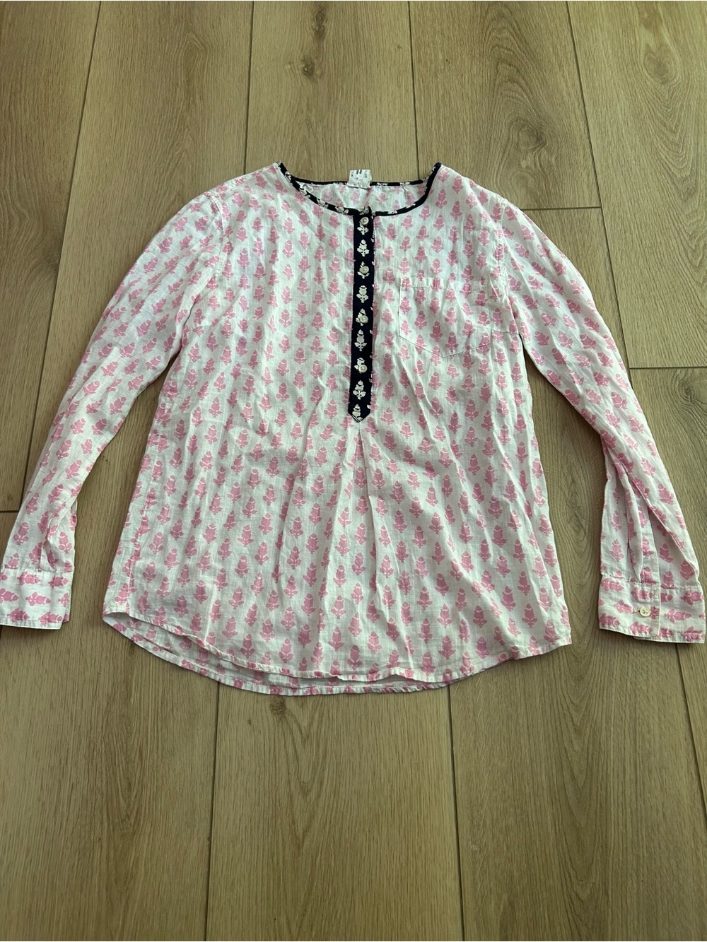 J. Crew Pink Printed Long-Sleeve Henley